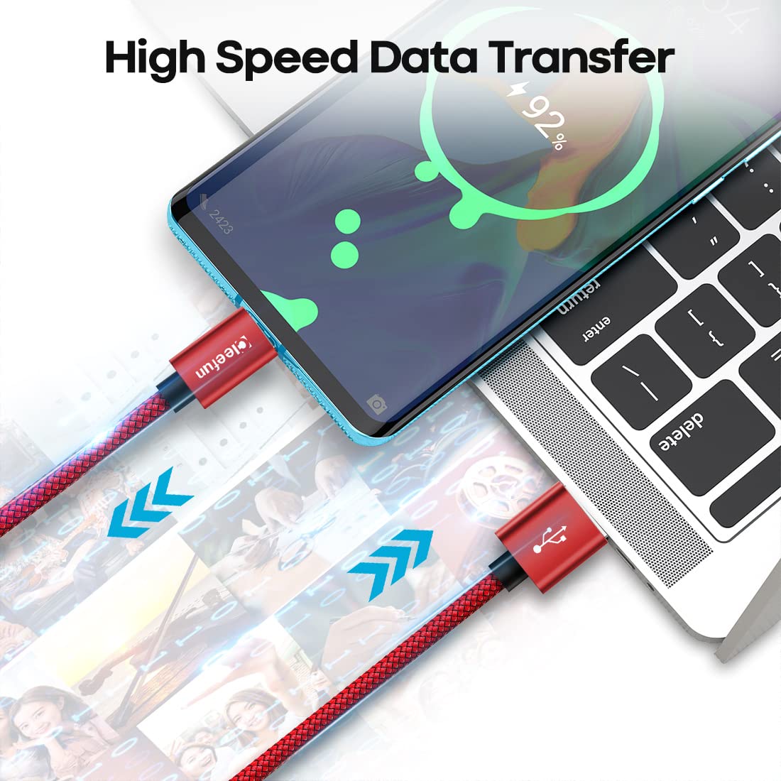 USB C Cable 6ft 5pack CLEEFUN | USB A to USB C Fast Charging USBC Cable