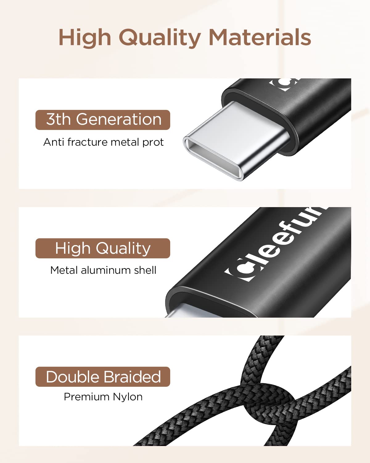 USB C Cable 6ft 5pack CLEEFUN | USB A to USB C Fast Charging USBC Cable