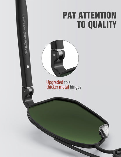 LUENX Aviator Polarized Sunglasses for Men: Square UV400 Driving
