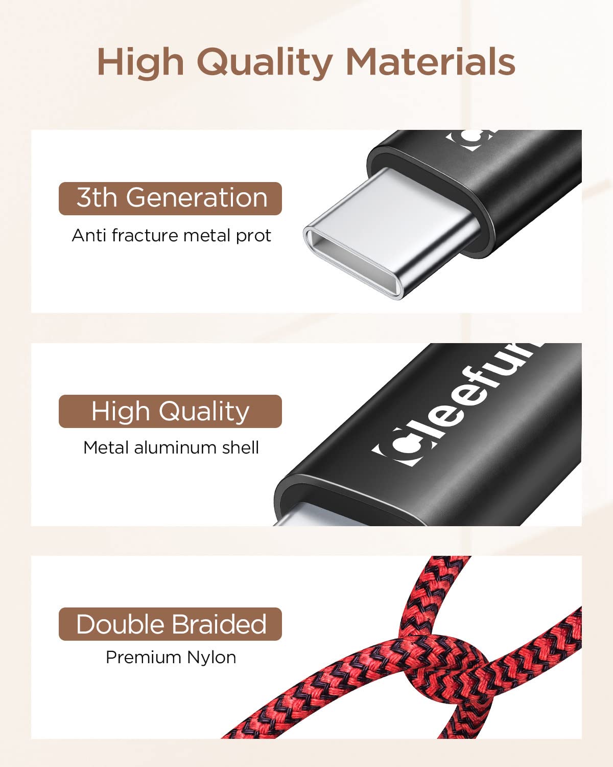 USB C Cable 6ft 5pack CLEEFUN | USB A to USB C Fast Charging USBC Cable