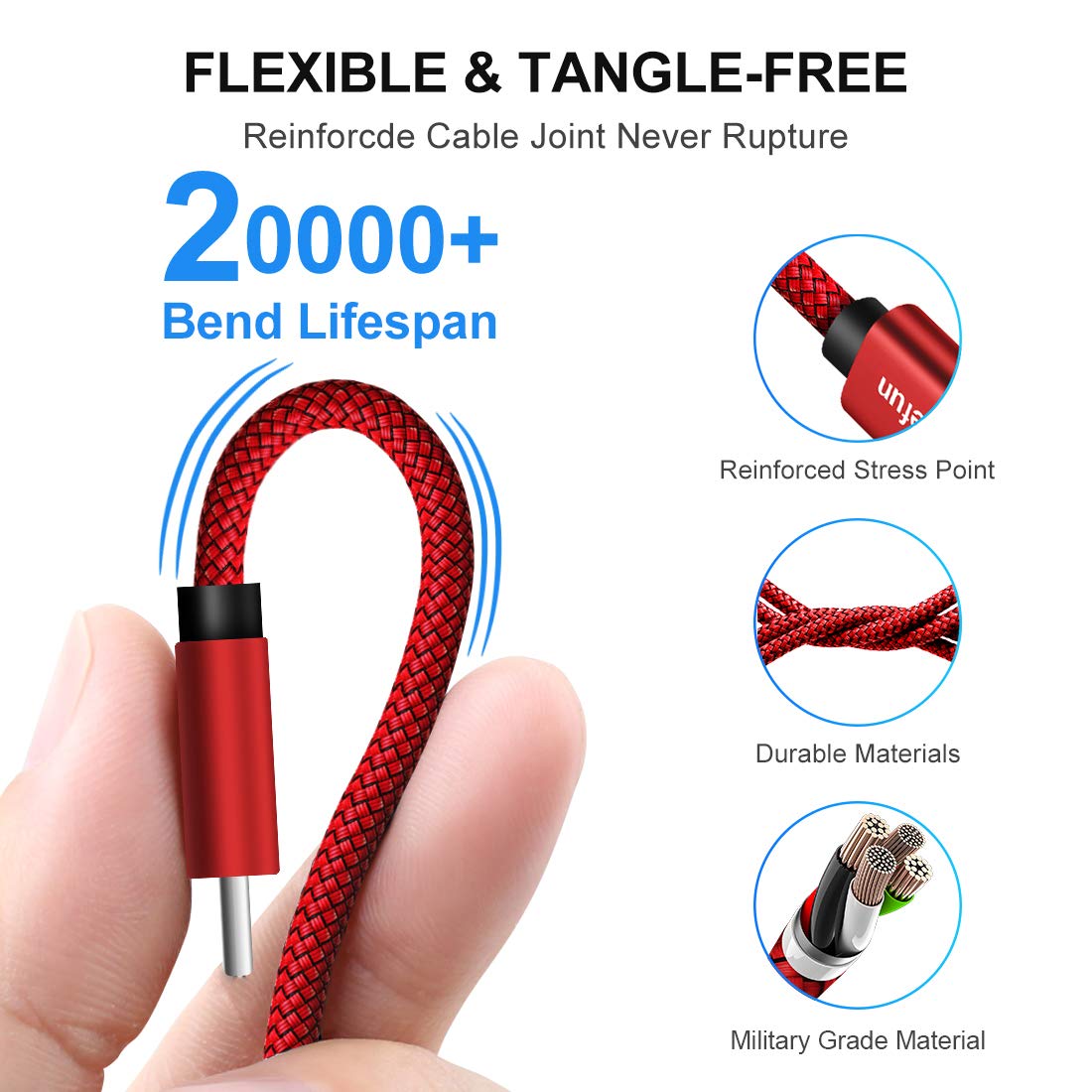 USB C Cable 6ft 5pack CLEEFUN | USB A to USB C Fast Charging USBC Cable