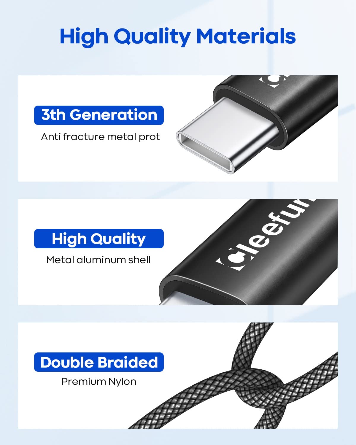 USB C Cable 6ft 5pack CLEEFUN | USB A to USB C Fast Charging USBC Cable