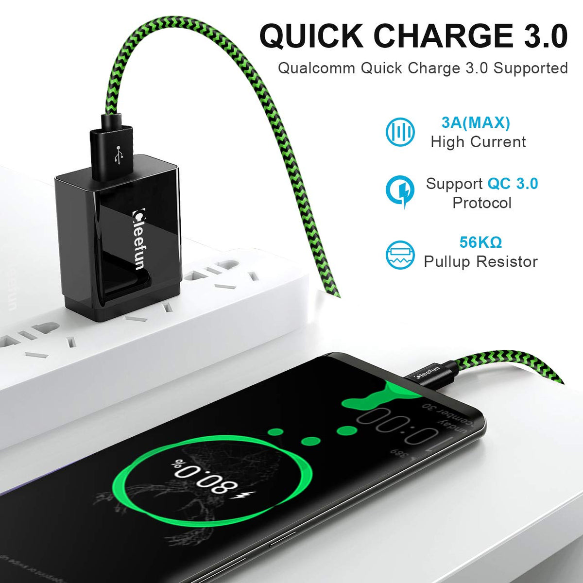 USB C Cable 6ft 5pack CLEEFUN | USB A to USB C Fast Charging USBC Cable