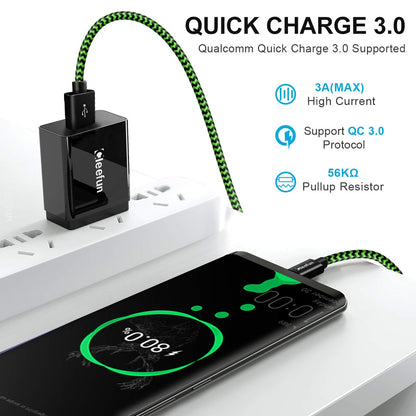 USB C Cable 6ft 5pack CLEEFUN | USB A to USB C Fast Charging USBC Cable