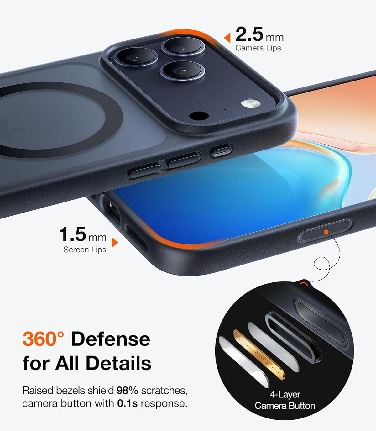 TORRAS Stronger Magnetic &amp; Shockproof for iPhone 17 Pro Max Case, Deep Blue