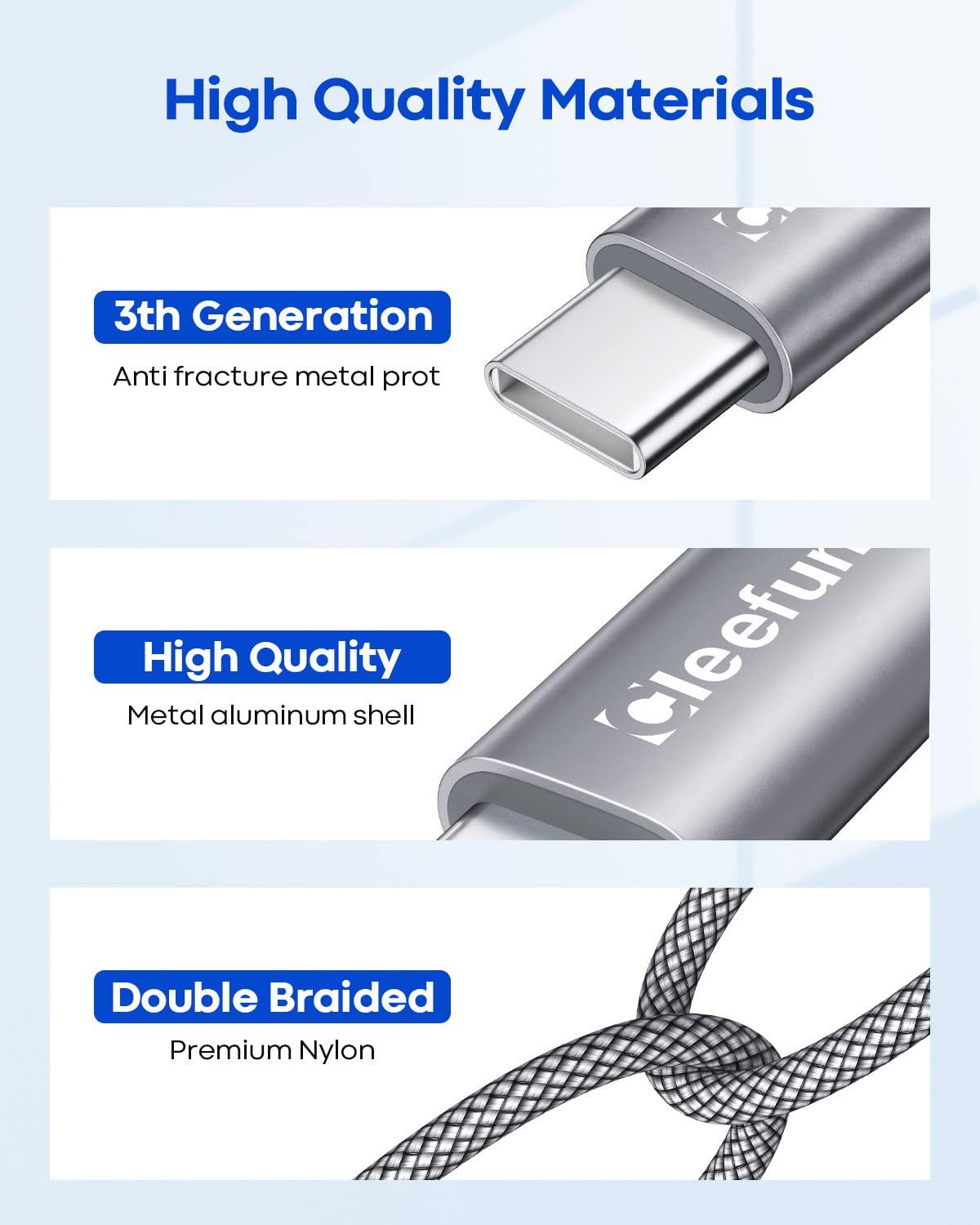 USB C Cable 6ft 5pack CLEEFUN | USB A to USB C Fast Charging USBC Cable