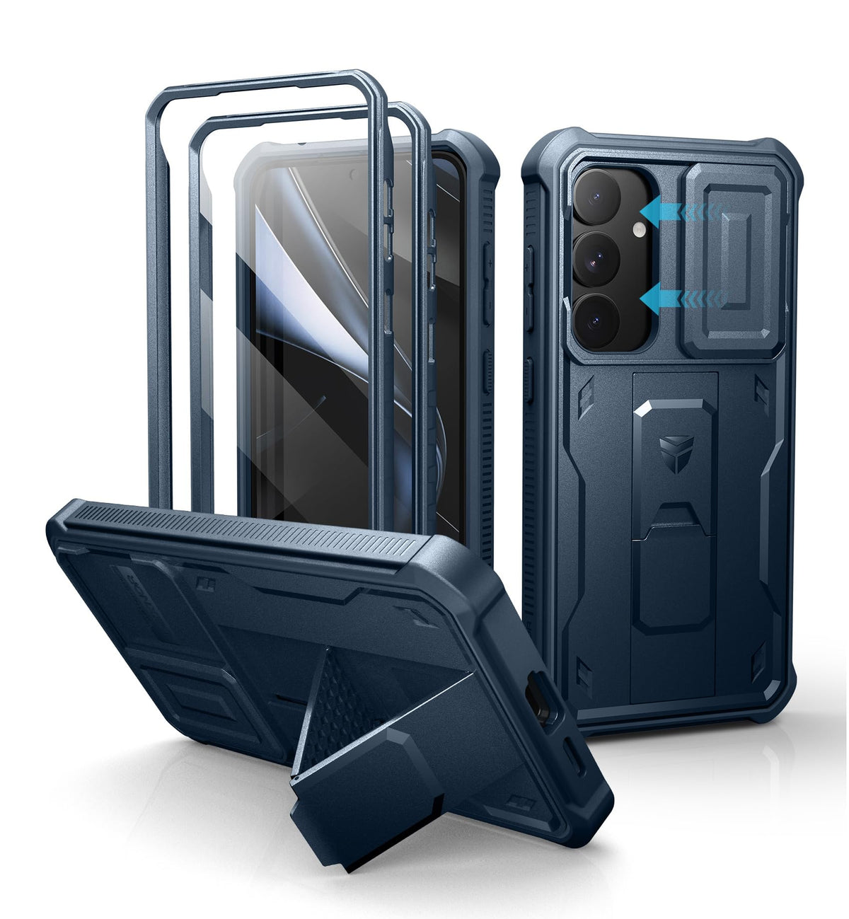 Dexnor for Samsung Galaxy S25 Ultra Case with Built-in Slide Camera Cover &amp; Screen Protector &amp; Kickstand, Heavy-Duty Shockproof Rugged Case Full-Body Bumper Protective Cover - Black