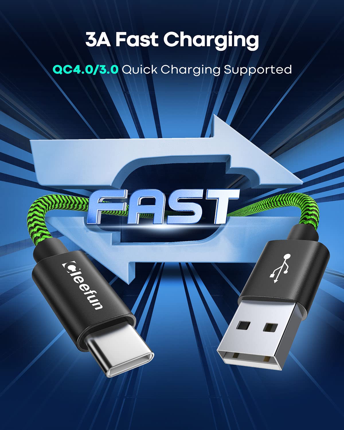 USB C Cable 6ft 5pack CLEEFUN | USB A to USB C Fast Charging USBC Cable