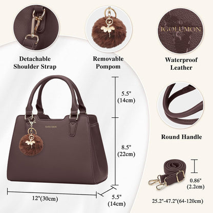 IGOLUMON Top-Handle Handbag Leather Purses for Women Waterproof Crossbody Womens Handbags Anti Theft Tote Purse Ladies
