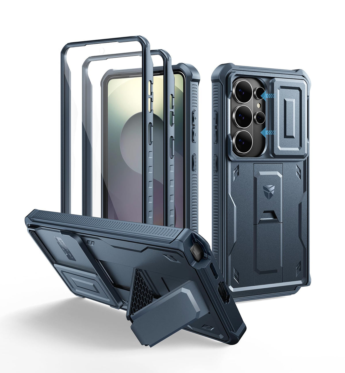 Dexnor for Samsung Galaxy S25 Ultra Case with Built-in Slide Camera Cover &amp; Screen Protector &amp; Kickstand, Heavy-Duty Shockproof Rugged Case Full-Body Bumper Protective Cover - Black