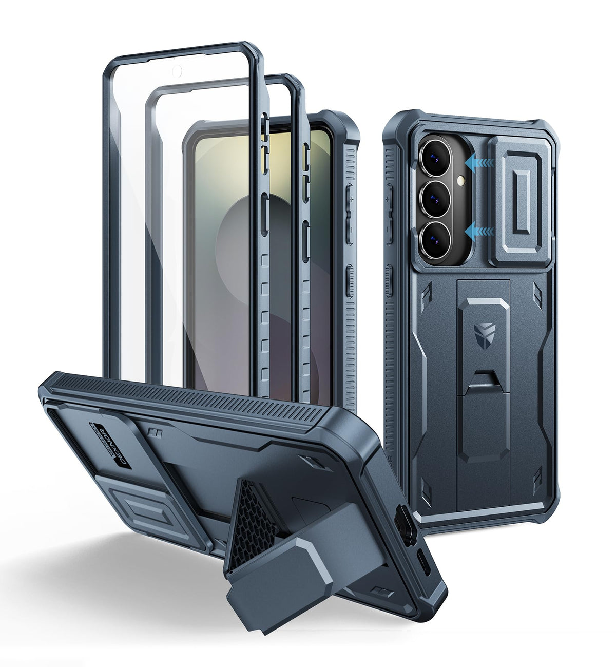 Dexnor for Samsung Galaxy S25 Ultra Case with Built-in Slide Camera Cover &amp; Screen Protector &amp; Kickstand, Heavy-Duty Shockproof Rugged Case Full-Body Bumper Protective Cover - Black