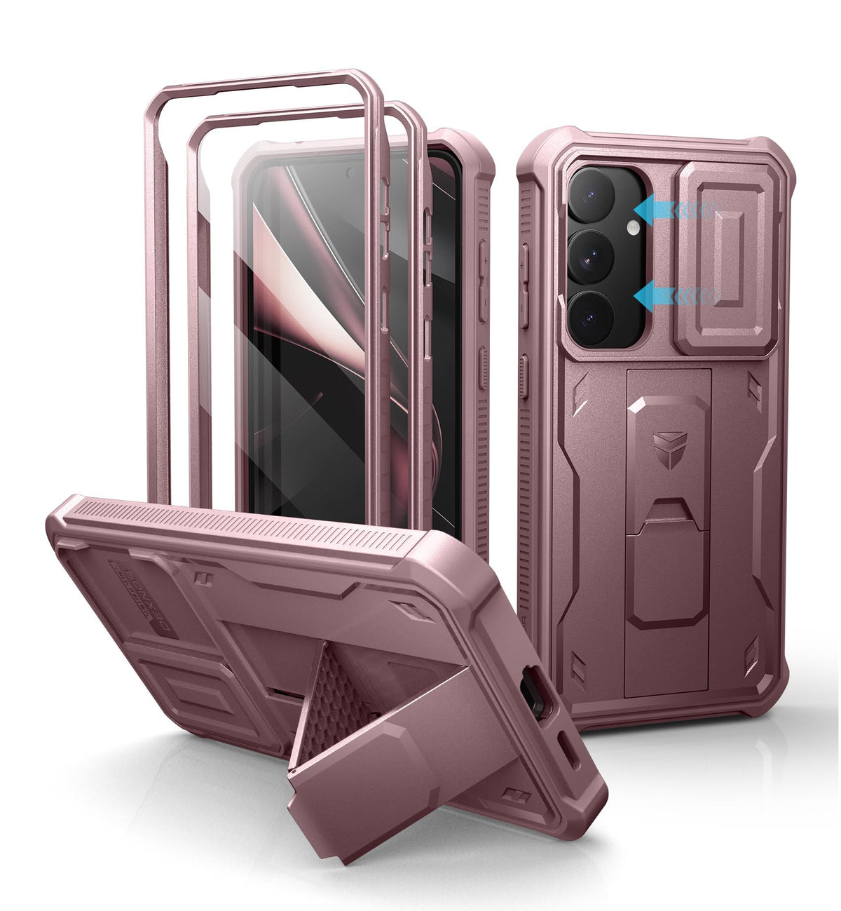 Dexnor for Samsung Galaxy S25 Ultra Case with Built-in Slide Camera Cover &amp; Screen Protector &amp; Kickstand, Heavy-Duty Shockproof Rugged Case Full-Body Bumper Protective Cover - Black