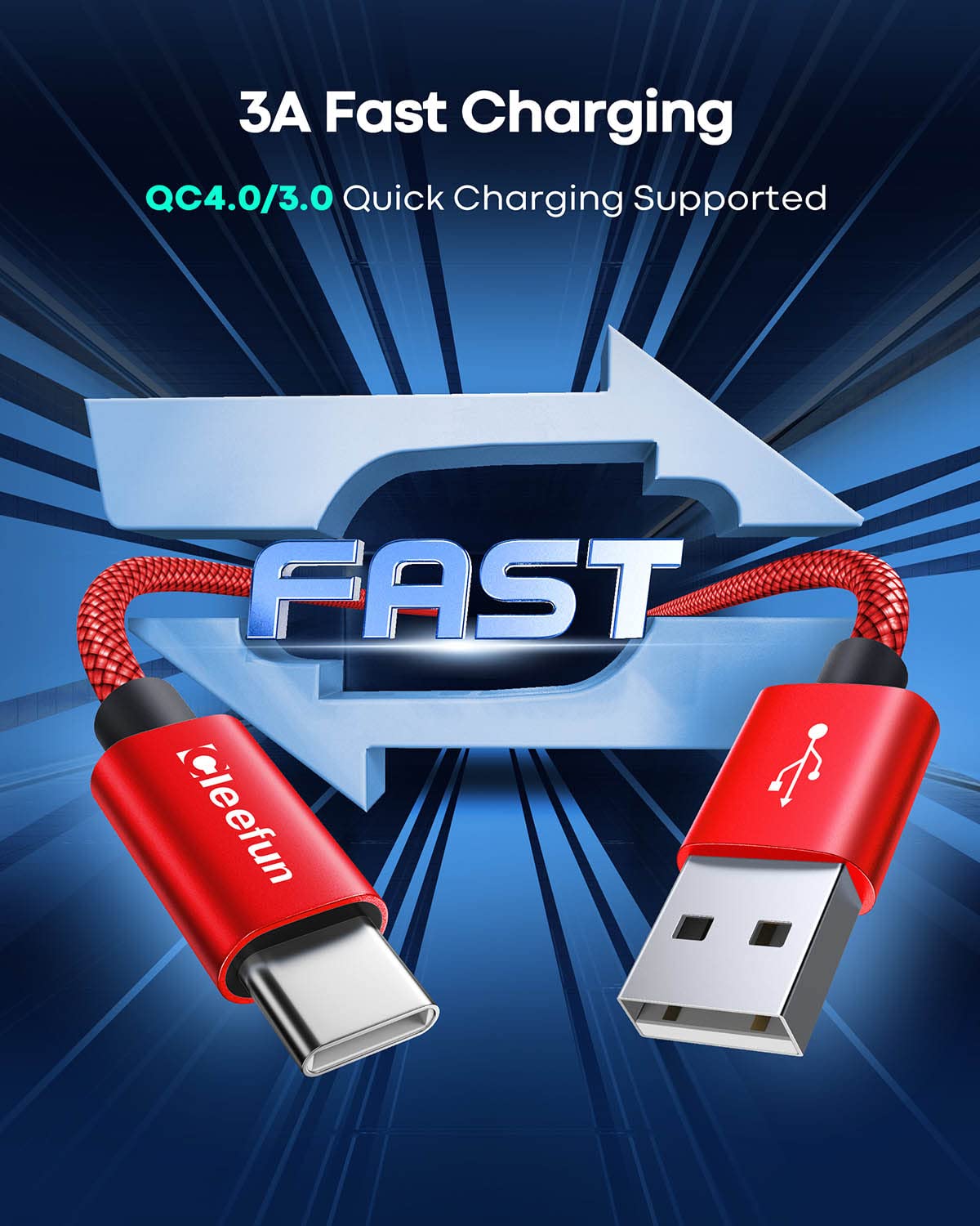USB C Cable 6ft 5pack CLEEFUN | USB A to USB C Fast Charging USBC Cable