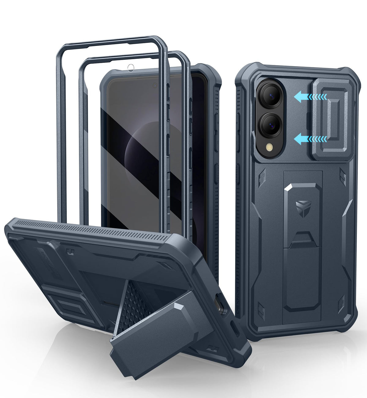 Dexnor for Samsung Galaxy S25 Ultra Case with Built-in Slide Camera Cover &amp; Screen Protector &amp; Kickstand, Heavy-Duty Shockproof Rugged Case Full-Body Bumper Protective Cover - Black
