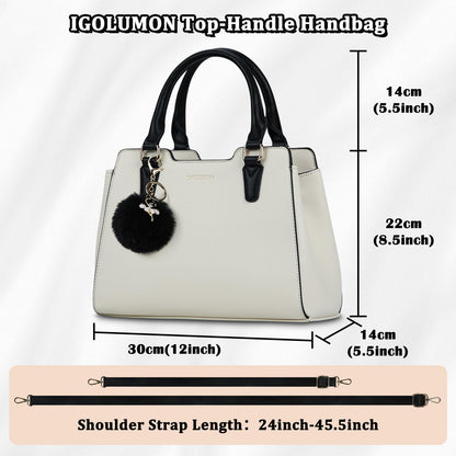 IGOLUMON Top-Handle Handbag Leather Purses for Women Waterproof Crossbody Womens Handbags Anti Theft Tote Purse Ladies