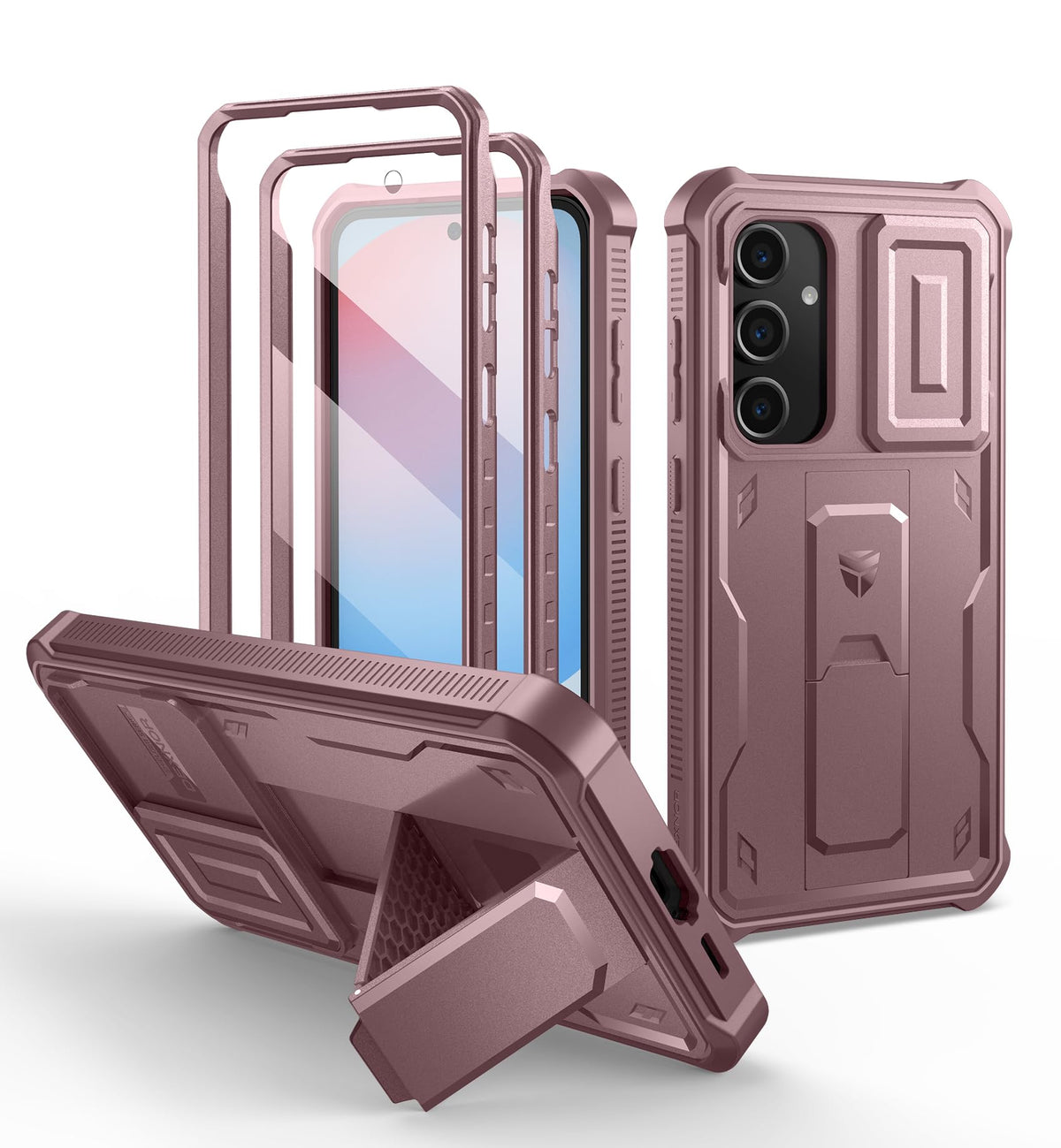 Dexnor for Samsung Galaxy S25 Ultra Case with Built-in Slide Camera Cover &amp; Screen Protector &amp; Kickstand, Heavy-Duty Shockproof Rugged Case Full-Body Bumper Protective Cover - Black