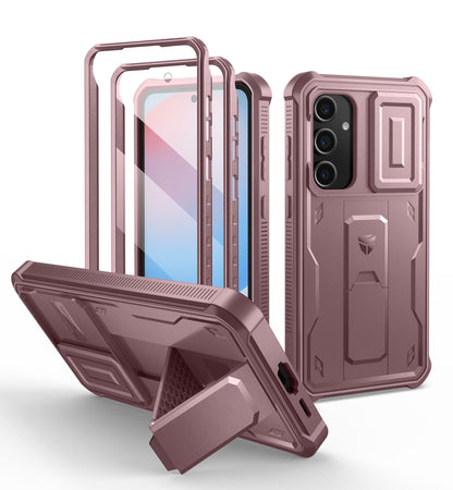 Dexnor for Samsung Galaxy S25 Ultra Case with Built-in Slide Camera Cover &amp; Screen Protector &amp; Kickstand, Heavy-Duty Shockproof Rugged Case Full-Body Bumper Protective Cover - Black