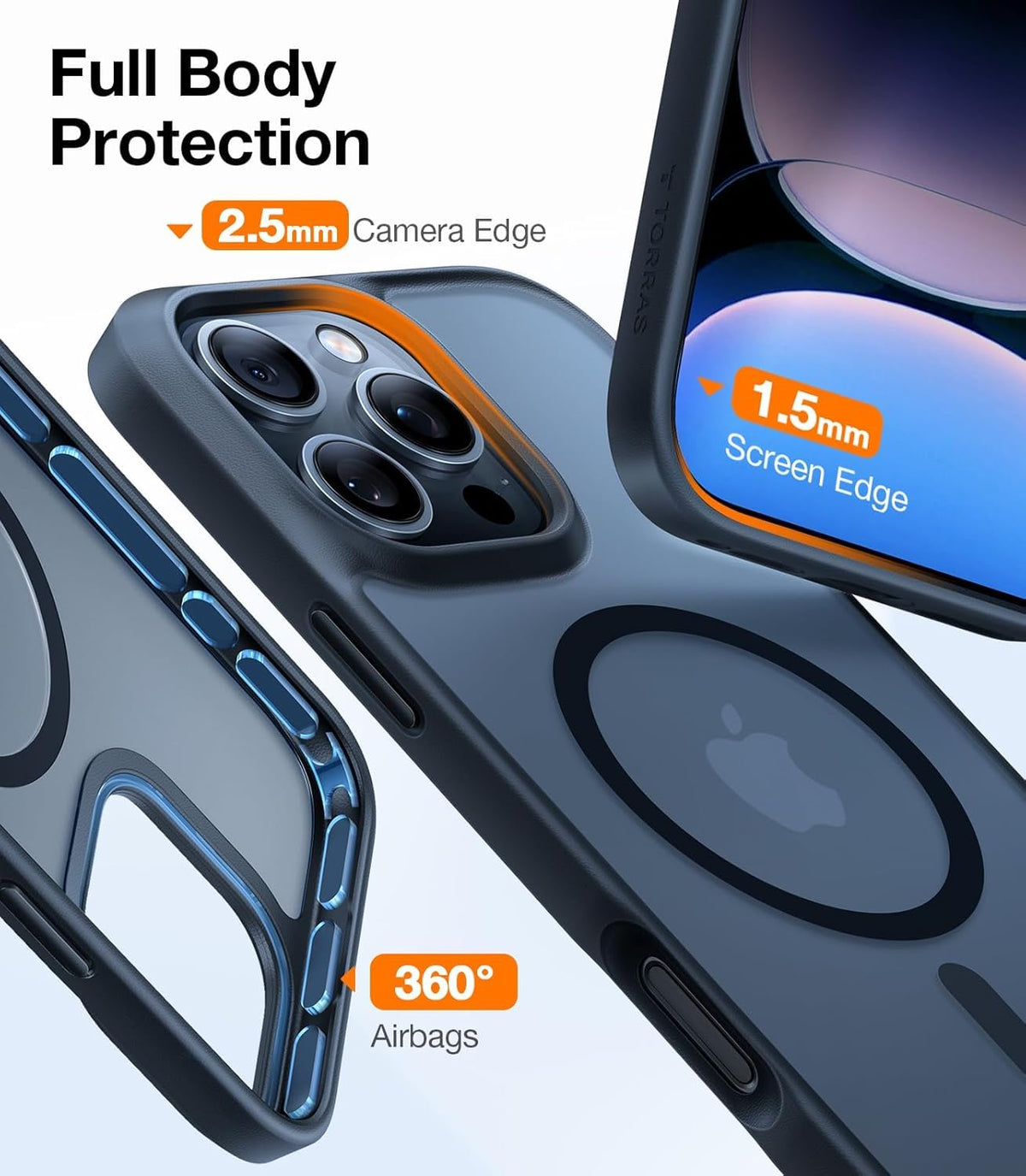 TORRAS Stronger Magnetic &amp; Shockproof for iPhone 17 Pro Max Case, Deep Blue
