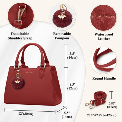 IGOLUMON Top-Handle Handbag Leather Purses for Women Waterproof Crossbody Womens Handbags Anti Theft Tote Purse Ladies