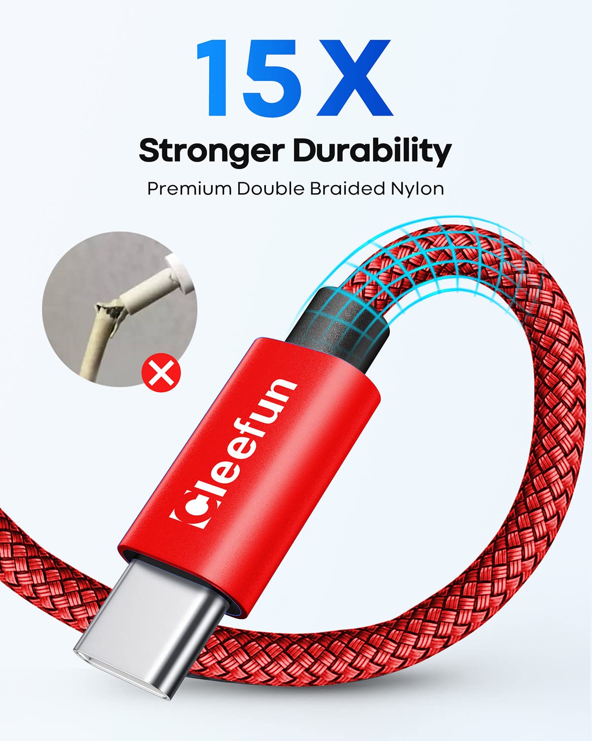 USB C Cable 6ft 5pack CLEEFUN | USB A to USB C Fast Charging USBC Cable