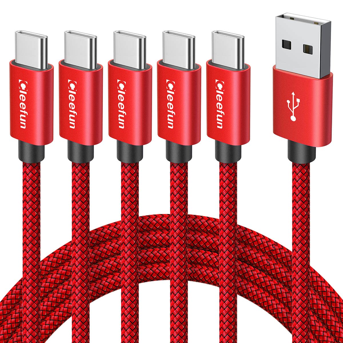 USB C Cable 6ft 5pack CLEEFUN | USB A to USB C Fast Charging USBC Cable