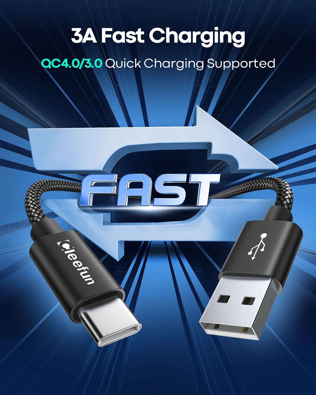 USB C Cable 6ft 5pack CLEEFUN | USB A to USB C Fast Charging USBC Cable