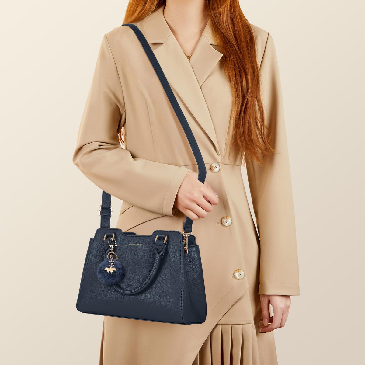 IGOLUMON Top-Handle Handbag Leather Purses for Women Waterproof Crossbody Womens Handbags Anti Theft Tote Purse Ladies