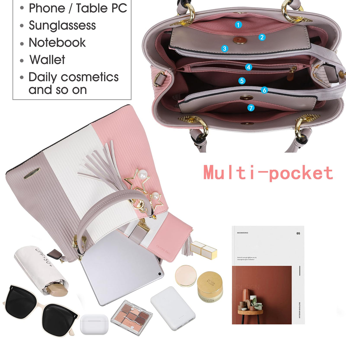 Pomelo Best Handbags for Women with Multiple Internal Pockets in Pretty Color Combination