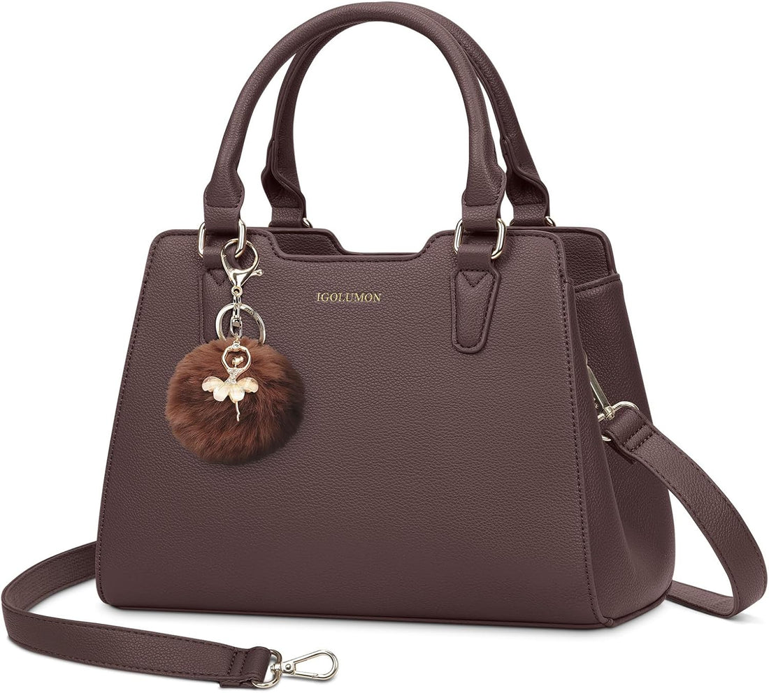 IGOLUMON Top-Handle Handbag Leather Purses for Women Waterproof Crossbody Womens Handbags Anti Theft Tote Purse Ladies