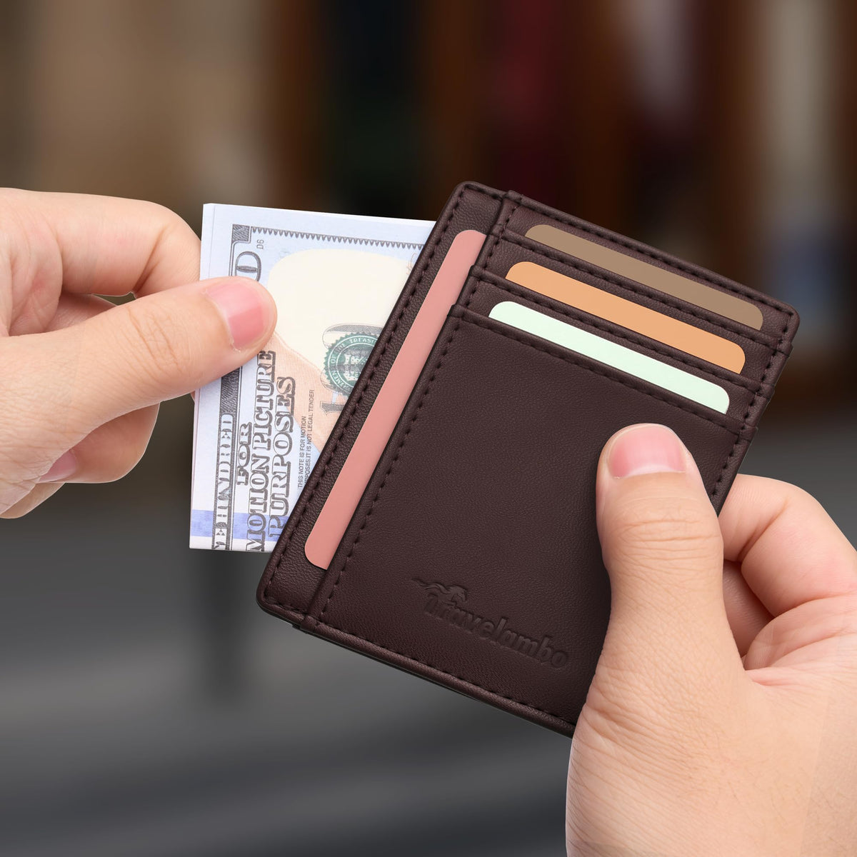 Slim Wallet, Leather, RFID Blocking Medium Size