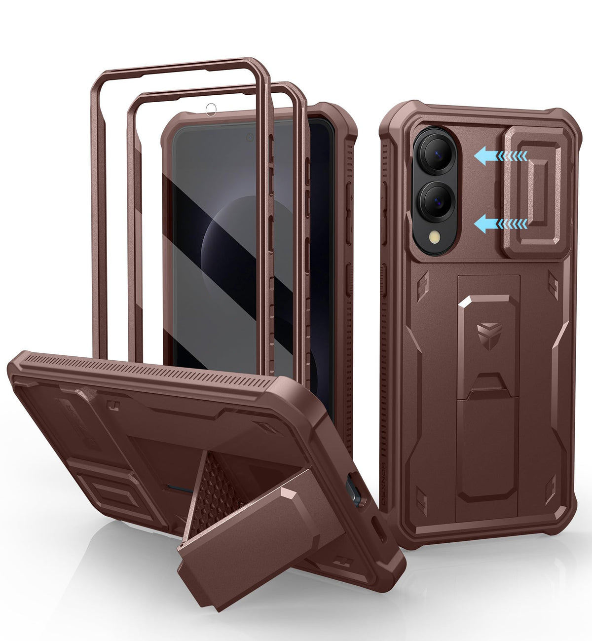 Dexnor for Samsung Galaxy S25 Ultra Case with Built-in Slide Camera Cover &amp; Screen Protector &amp; Kickstand, Heavy-Duty Shockproof Rugged Case Full-Body Bumper Protective Cover - Black