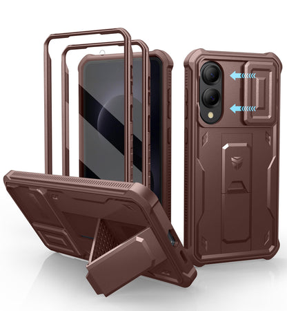 Dexnor for Samsung Galaxy S25 Ultra Case with Built-in Slide Camera Cover &amp; Screen Protector &amp; Kickstand, Heavy-Duty Shockproof Rugged Case Full-Body Bumper Protective Cover - Black