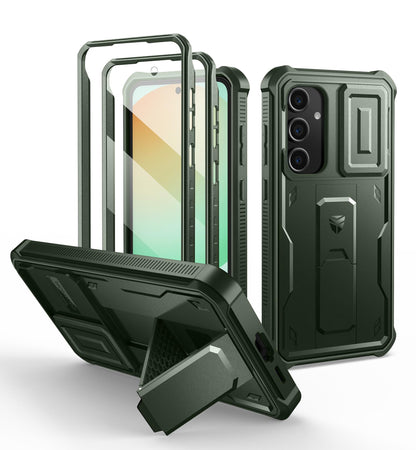 Dexnor for Samsung Galaxy S25 Ultra Case with Built-in Slide Camera Cover &amp; Screen Protector &amp; Kickstand, Heavy-Duty Shockproof Rugged Case Full-Body Bumper Protective Cover - Black