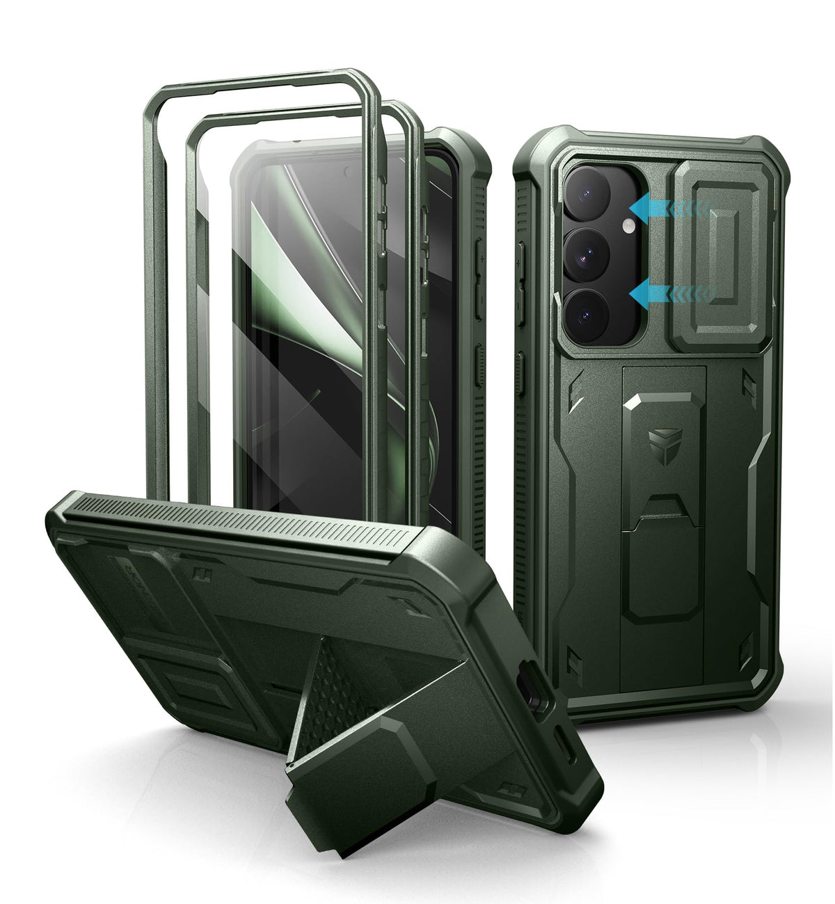 Dexnor for Samsung Galaxy S25 Ultra Case with Built-in Slide Camera Cover &amp; Screen Protector &amp; Kickstand, Heavy-Duty Shockproof Rugged Case Full-Body Bumper Protective Cover - Black