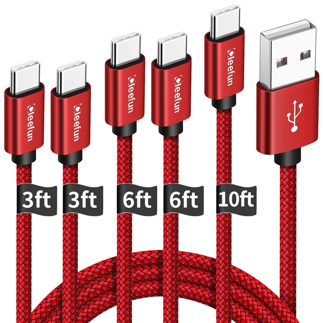 USB C Cable 6ft 5pack CLEEFUN | USB A to USB C Fast Charging USBC Cable
