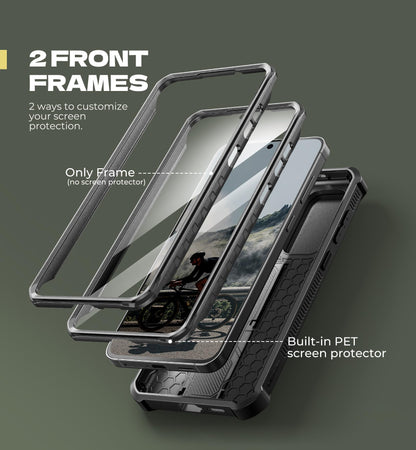 Dexnor for Samsung Galaxy S25 Ultra Case with Built-in Slide Camera Cover &amp; Screen Protector &amp; Kickstand, Heavy-Duty Shockproof Rugged Case Full-Body Bumper Protective Cover - Black