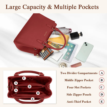 IGOLUMON Top-Handle Handbag Leather Purses for Women Waterproof Crossbody Womens Handbags Anti Theft Tote Purse Ladies
