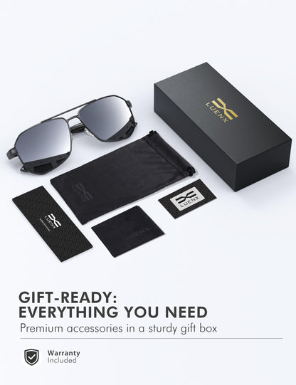LUENX Aviator Polarized Sunglasses for Men: Square UV400 Driving
