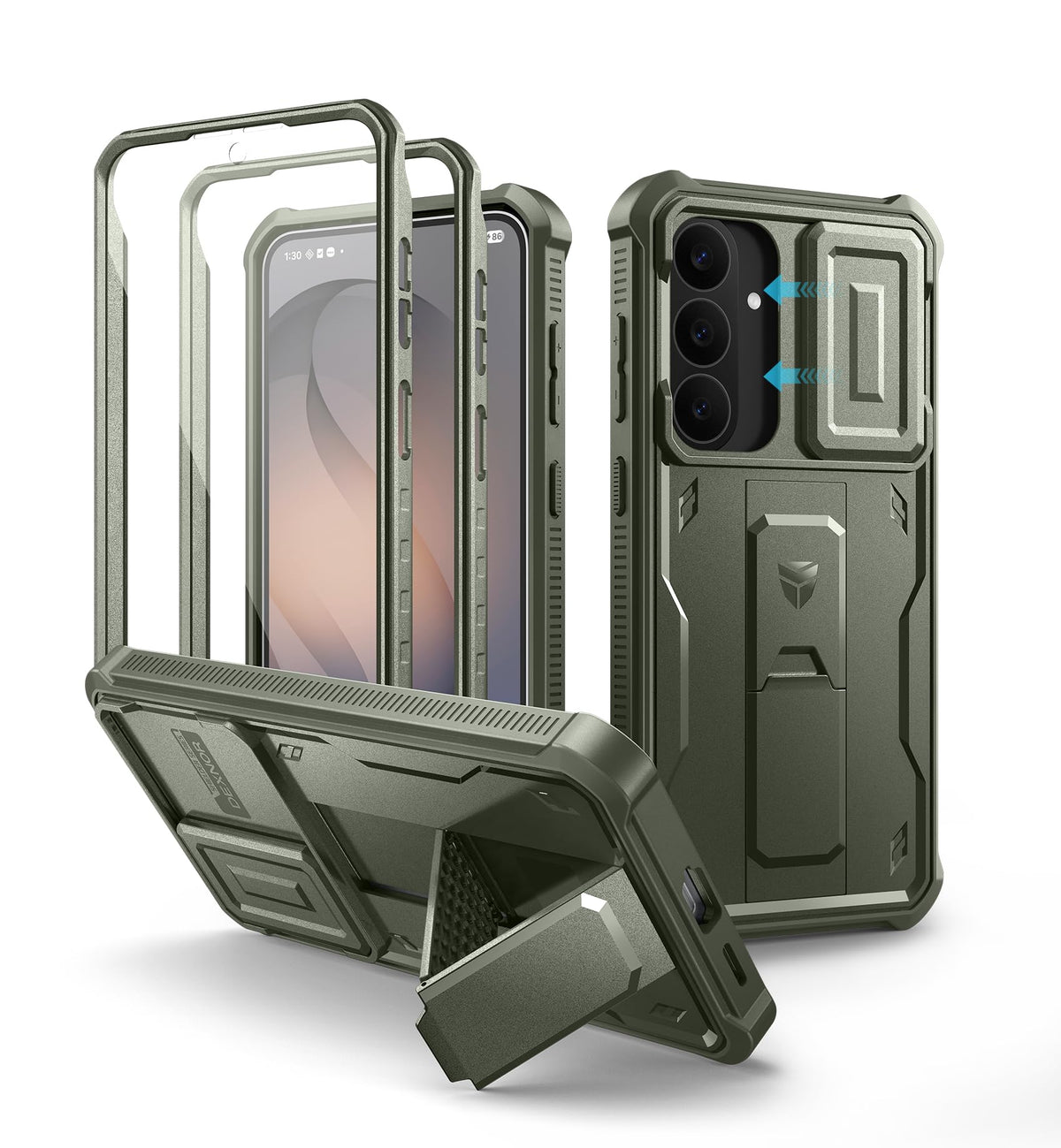 Dexnor for Samsung Galaxy S25 Ultra Case with Built-in Slide Camera Cover &amp; Screen Protector &amp; Kickstand, Heavy-Duty Shockproof Rugged Case Full-Body Bumper Protective Cover - Black