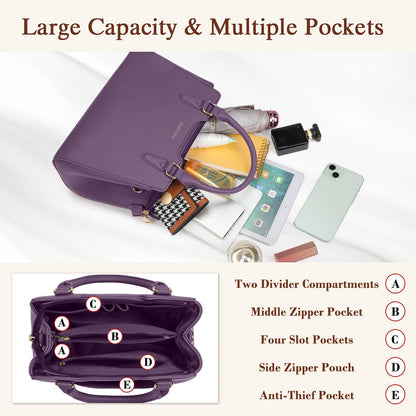 IGOLUMON Top-Handle Handbag Leather Purses for Women Waterproof Crossbody Womens Handbags Anti Theft Tote Purse Ladies