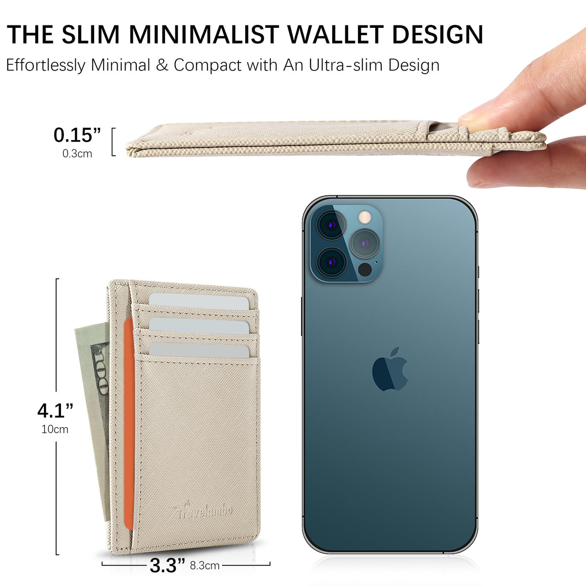 Slim Wallet, Leather, RFID Blocking Medium Size