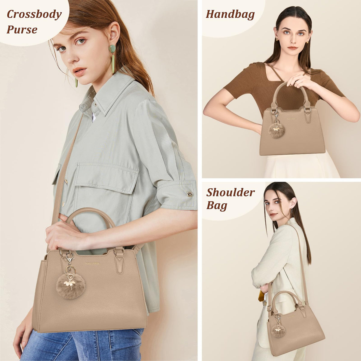 IGOLUMON Top-Handle Handbag Leather Purses for Women Waterproof Crossbody Womens Handbags Anti Theft Tote Purse Ladies