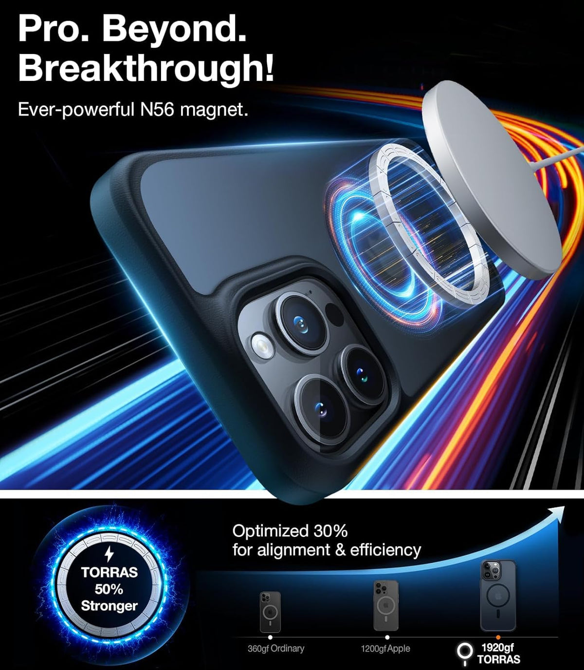 TORRAS Stronger Magnetic &amp; Shockproof for iPhone 17 Pro Max Case, Deep Blue