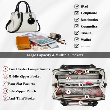 IGOLUMON Top-Handle Handbag Leather Purses for Women Waterproof Crossbody Womens Handbags Anti Theft Tote Purse Ladies