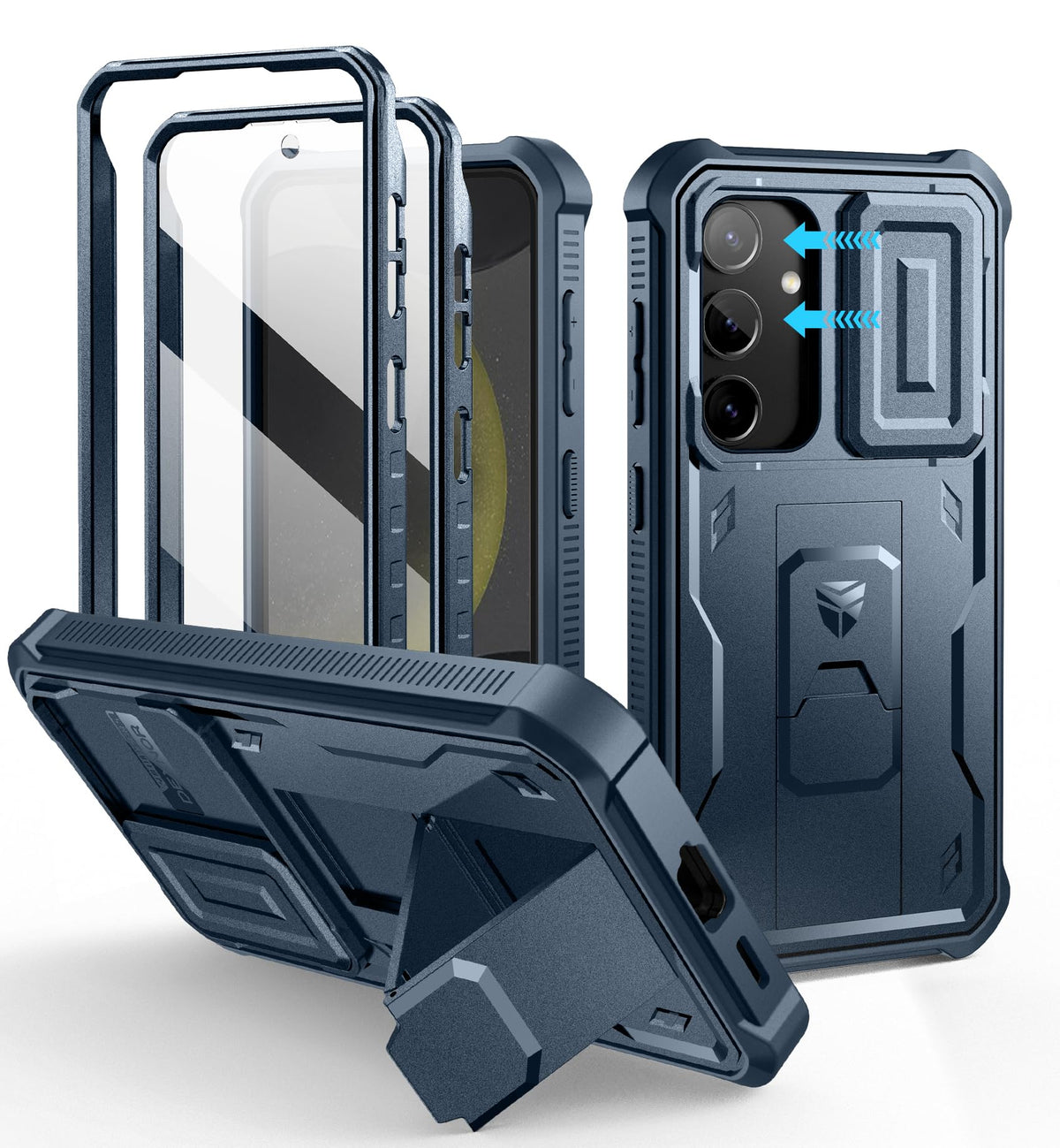 Dexnor for Samsung Galaxy S25 Ultra Case with Built-in Slide Camera Cover &amp; Screen Protector &amp; Kickstand, Heavy-Duty Shockproof Rugged Case Full-Body Bumper Protective Cover - Black
