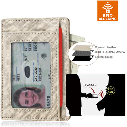 Slim Wallet, Leather, RFID Blocking Medium Size