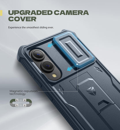 Dexnor for Samsung Galaxy S25 Ultra Case with Built-in Slide Camera Cover &amp; Screen Protector &amp; Kickstand, Heavy-Duty Shockproof Rugged Case Full-Body Bumper Protective Cover - Black