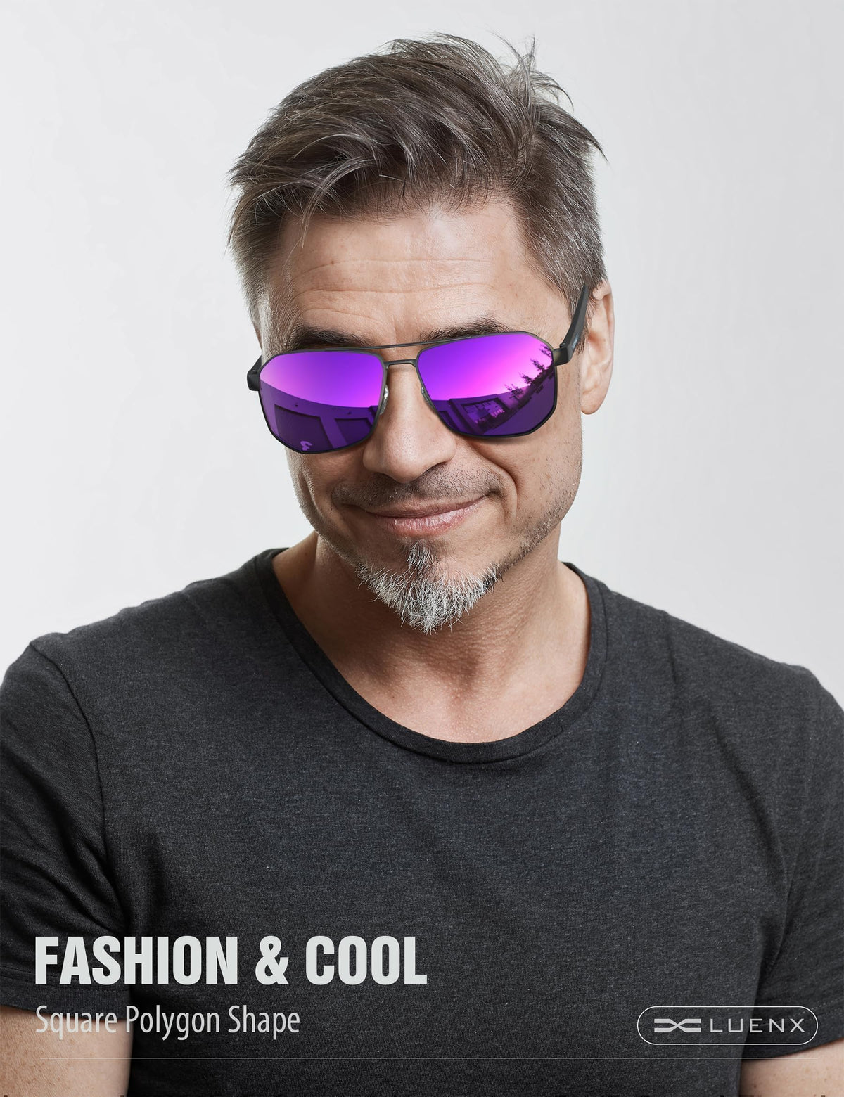 LUENX Aviator Polarized Sunglasses for Men: Square UV400 Driving