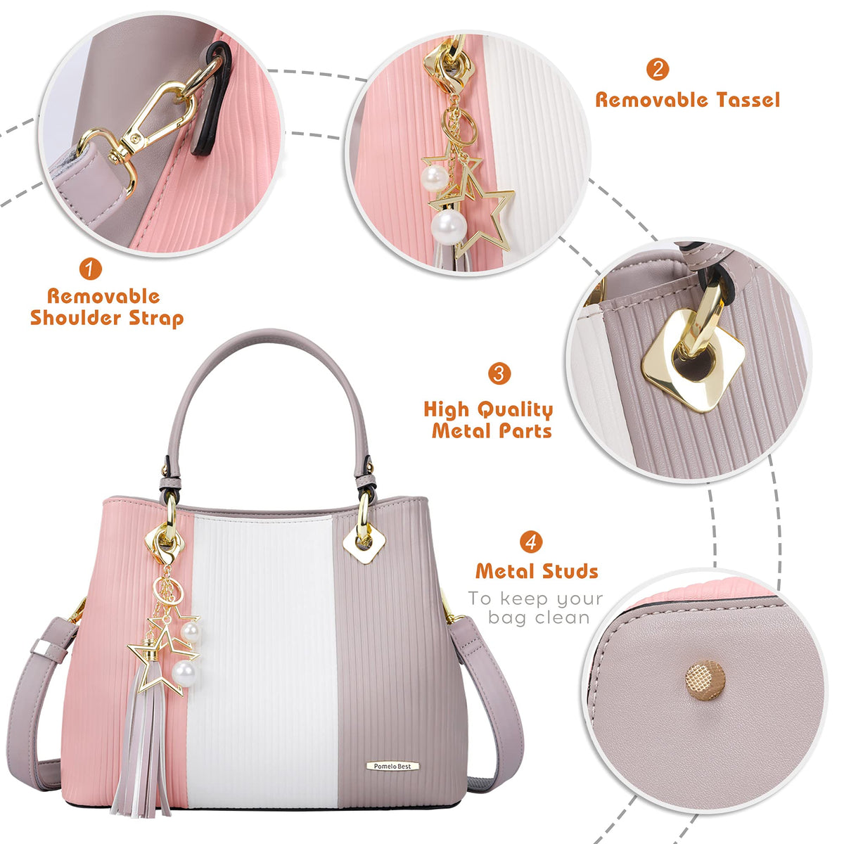 Pomelo Best Handbags for Women with Multiple Internal Pockets in Pretty Color Combination