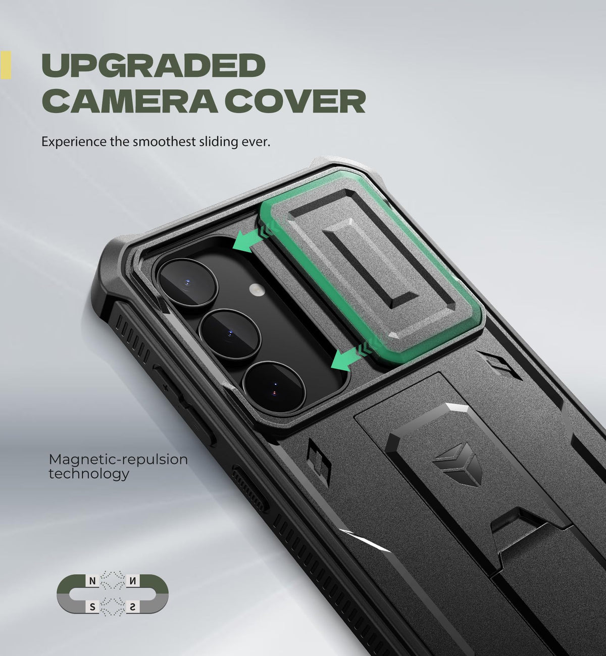 Dexnor for Samsung Galaxy S25 Ultra Case with Built-in Slide Camera Cover &amp; Screen Protector &amp; Kickstand, Heavy-Duty Shockproof Rugged Case Full-Body Bumper Protective Cover - Black